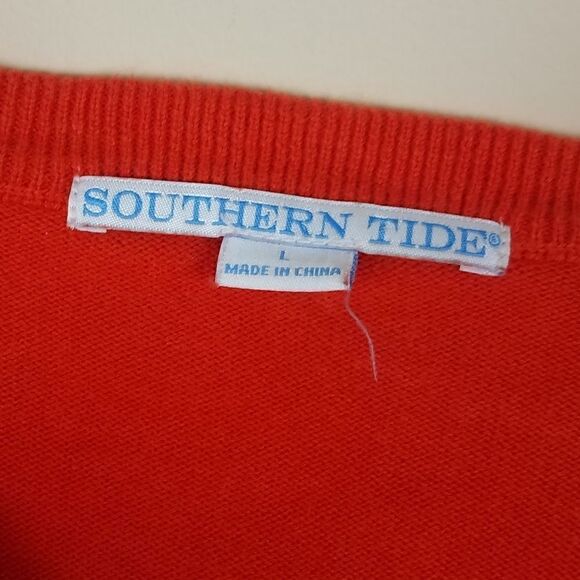 Southern Tide Orange Vneck Men's Sweater Large - Picture 7 of 7
